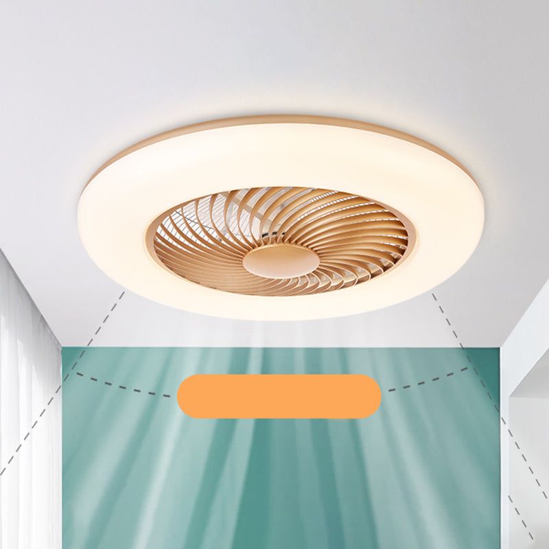 Remote Control Round Bedroom Fan Lamp Acrylic Nordic Style LED Semi Flush Ceiling Light