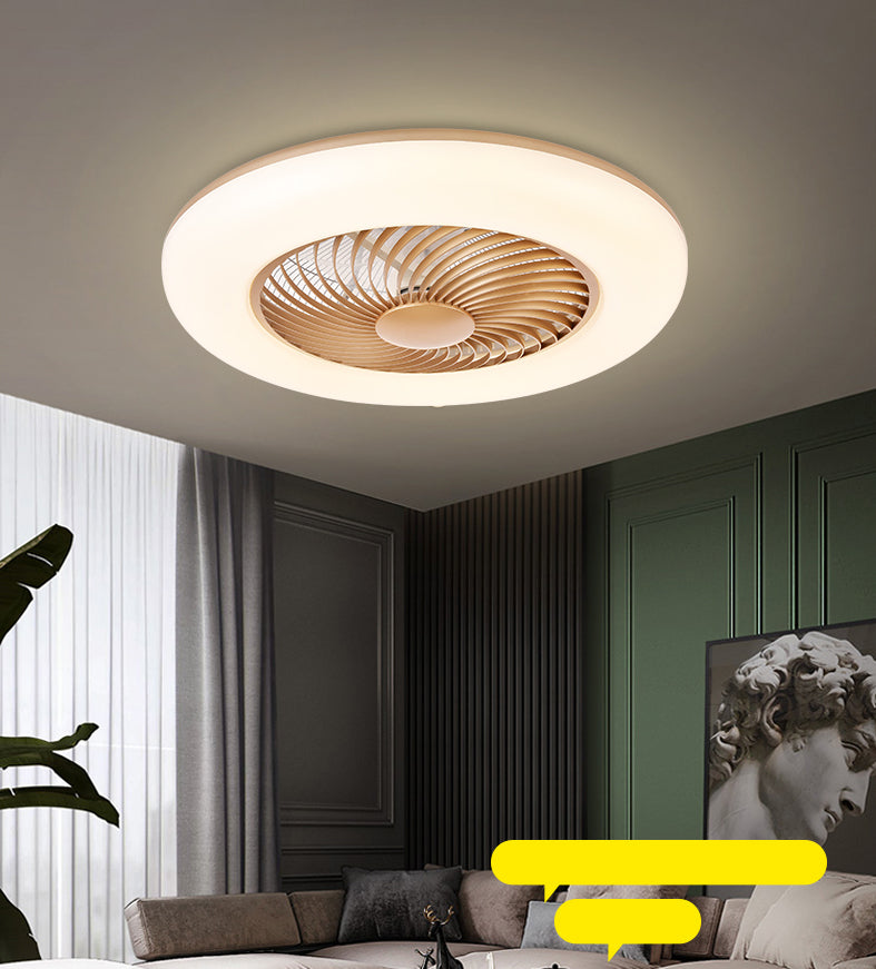 Remote Control Round Bedroom Fan Lamp Acrylic Nordic Style LED Semi Flush Ceiling Light