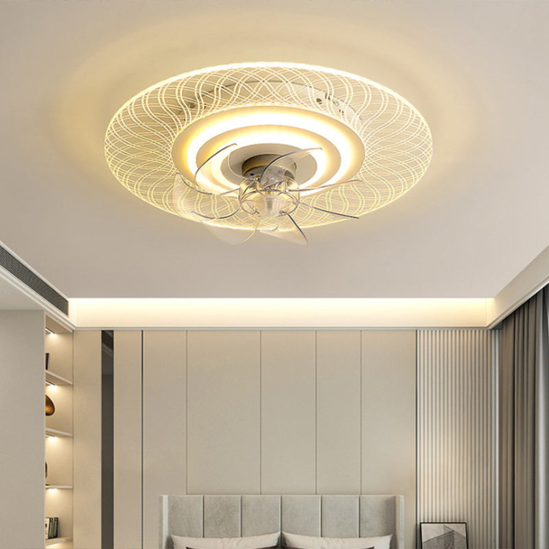 Ultrathin Acrylic Flush Ceiling Fan Light Minimalist LED Semi Flush Mount Lamp for Bedroom