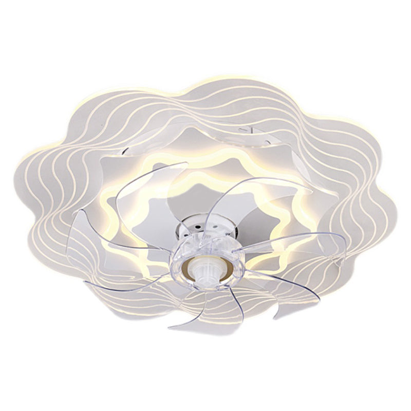 Ultrathin Acrylic Flush Ceiling Fan Light Minimalist LED Semi Flush Mount Lamp for Bedroom