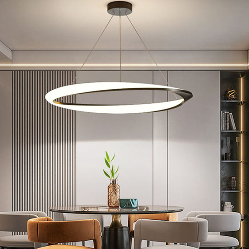 LED linéaire à la mode moderne lampe suspendue en fer forgé en fer intérieur léger avec une teinte acrylique