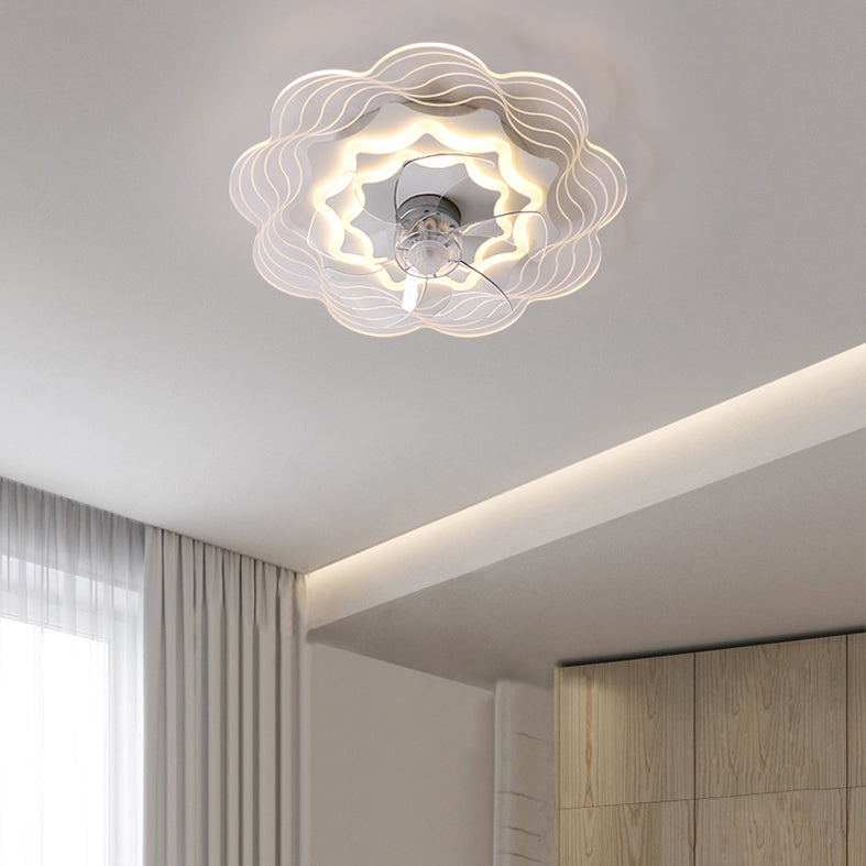 Ultrathin Acrylic Flush Ceiling Fan Light Minimalist LED Semi Flush Mount Lamp for Bedroom