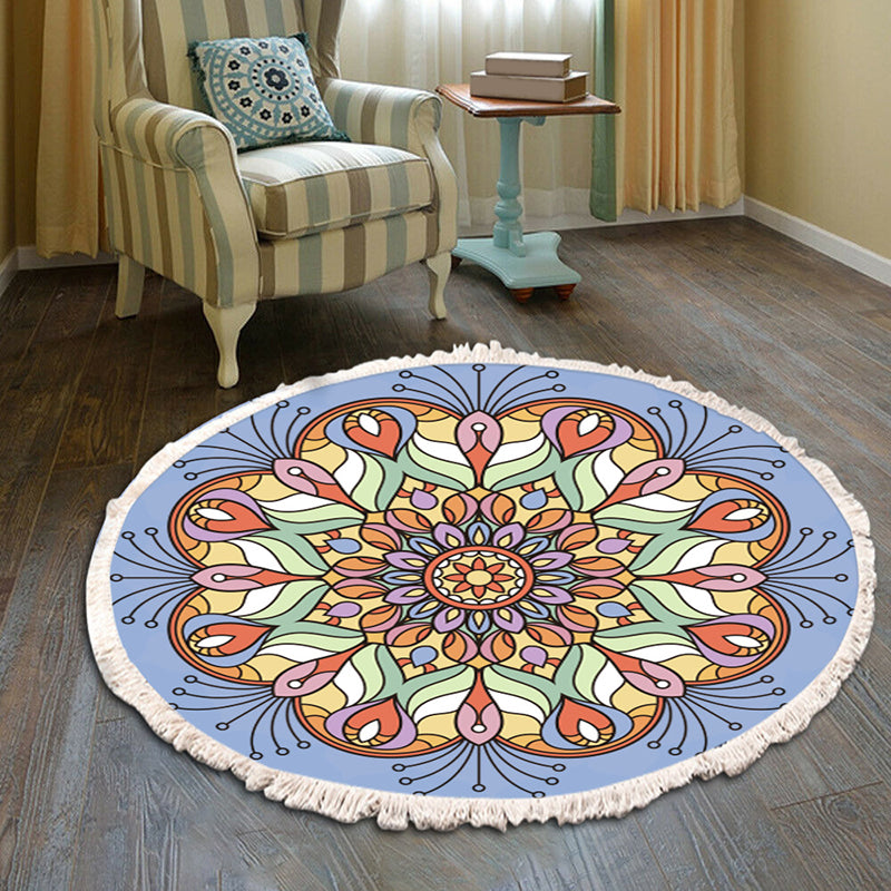 Round Boemian Living Room Tappet National Pattern Area tappeto Cotton Fringe Fringe Tappet