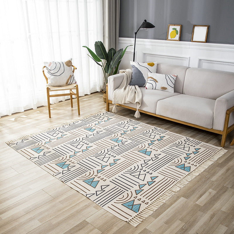 Vintage Americana Gedrukt Rug Cotton Blend Area Tapijt Boheemse Fringe Indoor Tapijt voor thuisdecoratie