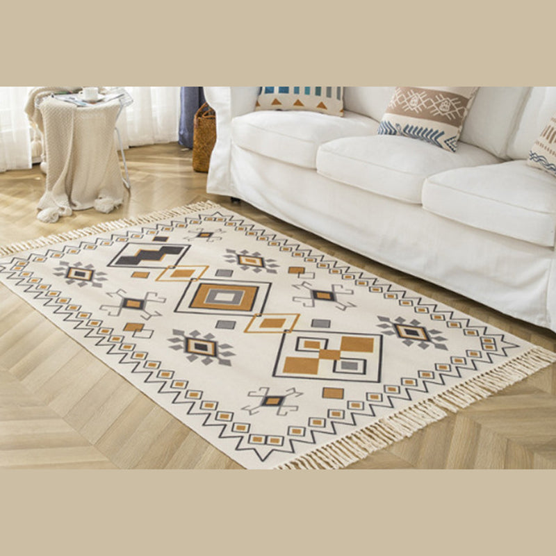 Vintage Americana Gedrukt Rug Cotton Blend Area Tapijt Boheemse Fringe Indoor Tapijt voor thuisdecoratie