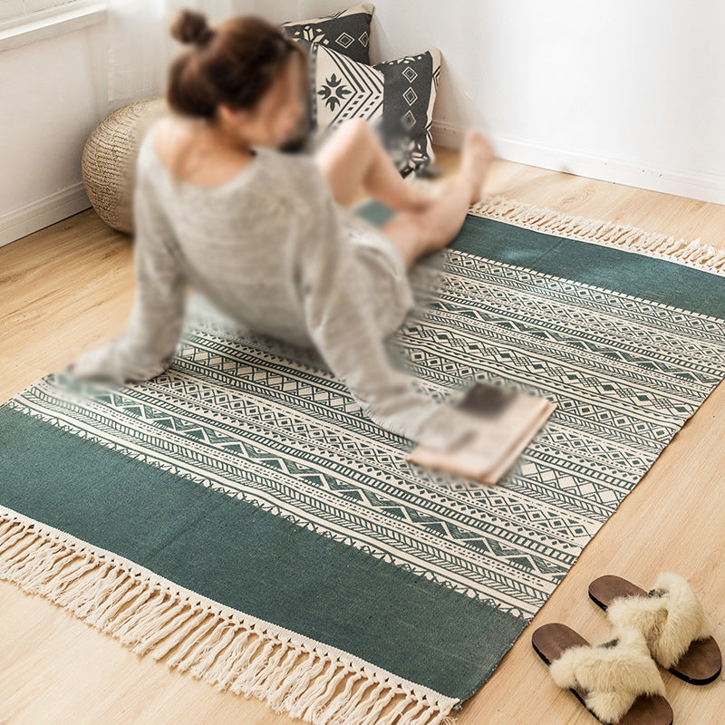 Fancy Boheemse binnenkleed Katoen Blend Americana Print Area Carpet Fringe Rug voor huizendecoratie
