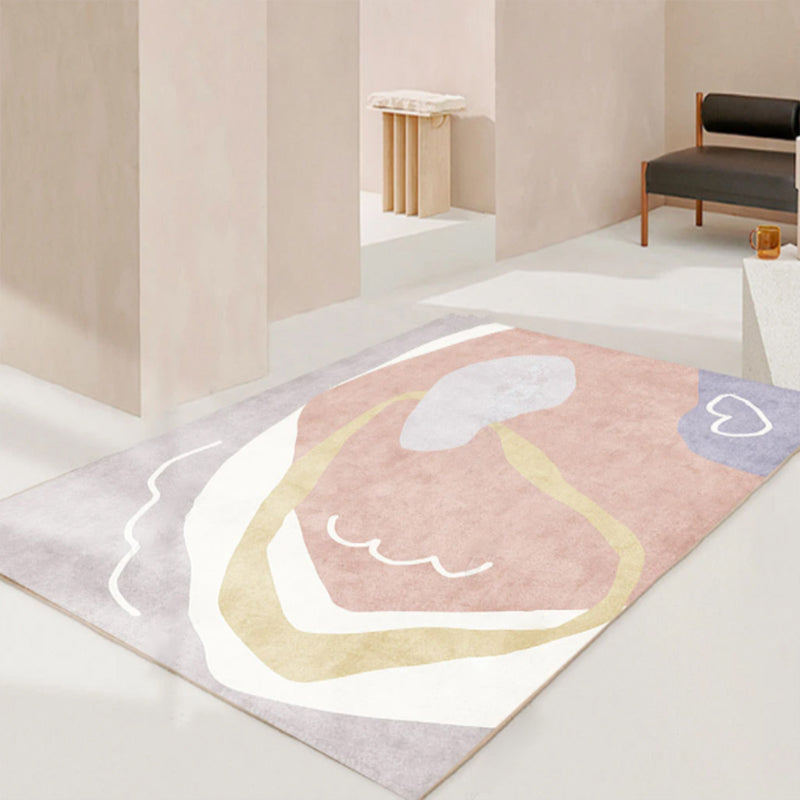 Simple Modern Rug in Pink Glitter Pattern Rug Polyester Washable Anti-Slip  Backing Carpet for Home Decoration - Clearhalo