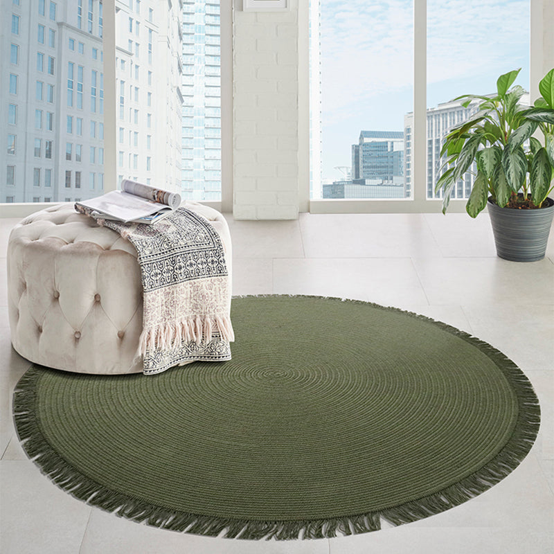 Round Indoor Rug Solid Color Modern Cotton Blend Area Carpet for Living Room