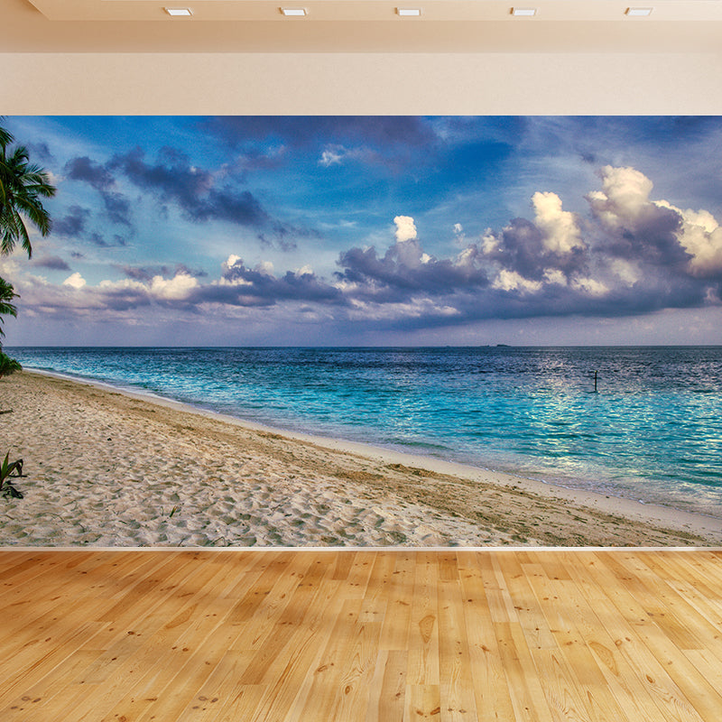 Blue Sky with Palm Tree Tropical Sea Wall Mural Wall Covering for Sitting Room Decor