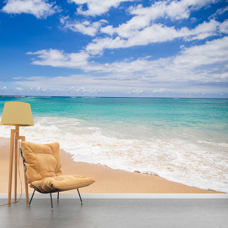 Tropical Beach with Palm Tree Bright Wall Mural Used to Decorate Adult Rooms