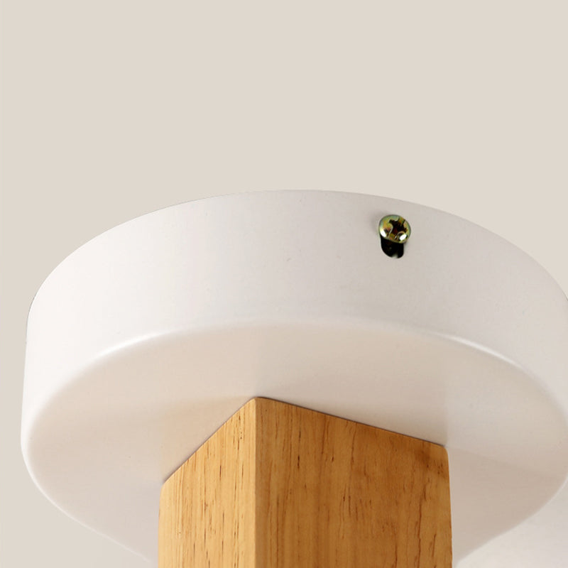 White Iron Semi Flush Mount in Modern Concise Style Wooden Sputnik Ceiling Light for Interior Spaces