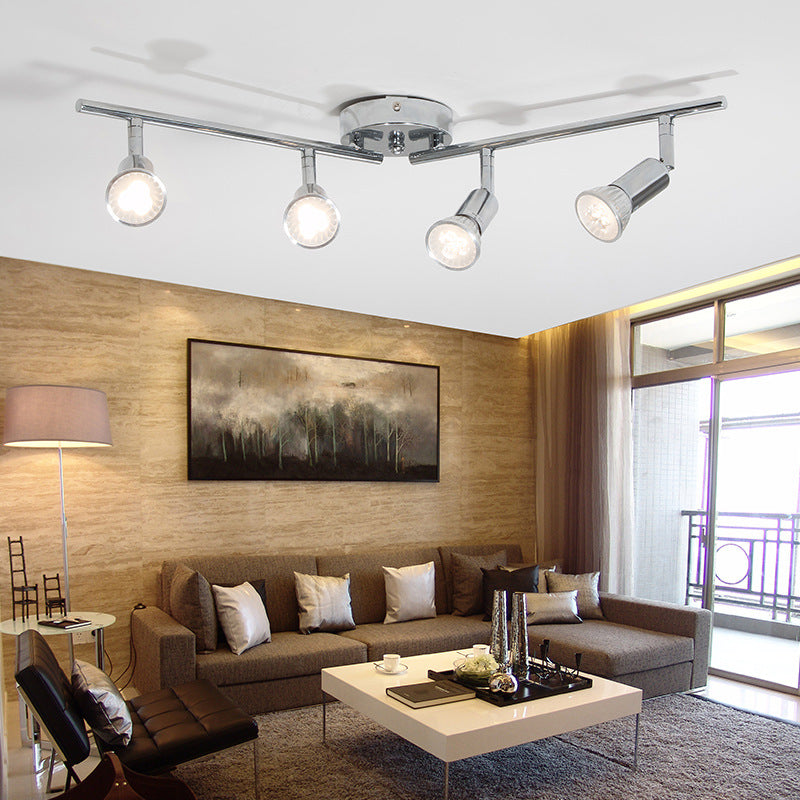 Metal Linear Flush Mount Modern Silver Ceiling Mounted Fixture for Living Room