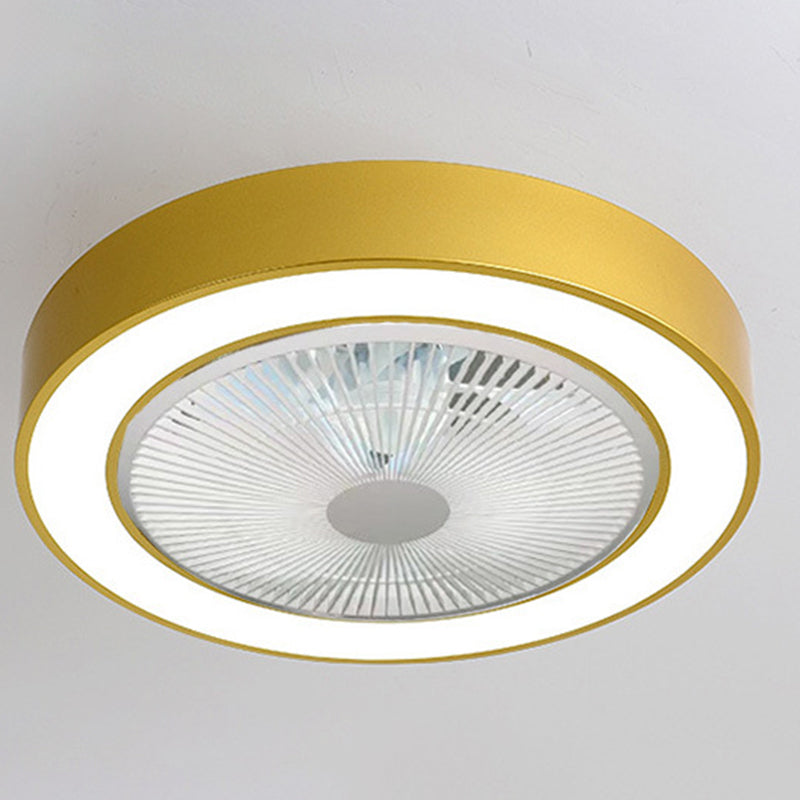 Macaron Drum Ceiling Fan Light Fixture Acrylic Living Room LED Semi Flush Light with Remote