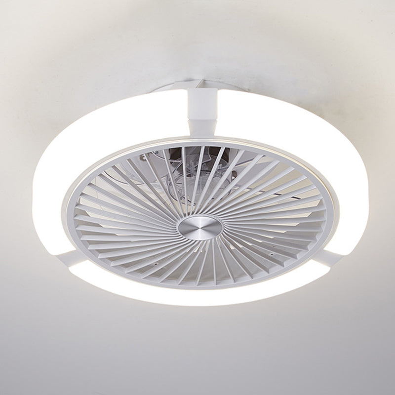 Nordic Round Fan Light Fixture Acrylic Bedroom LED Semi Flush Ceiling Light with Remote