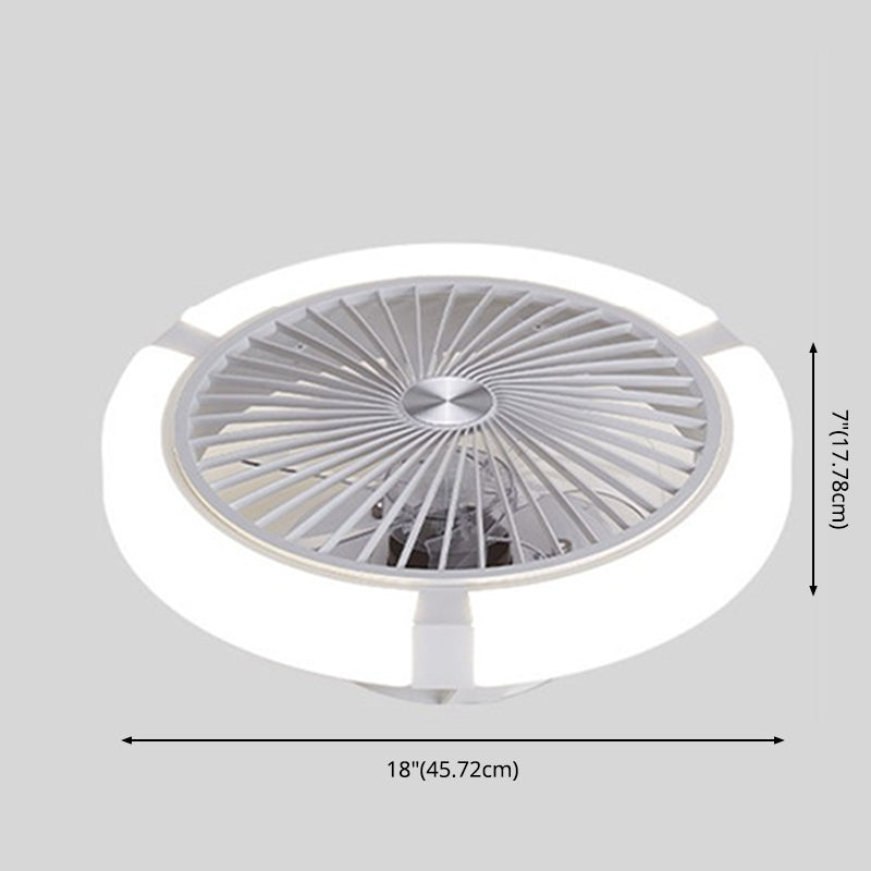 Nordic Round Fan Light Fixture Acrylic Bedroom LED Semi Flush Ceiling Light with Remote