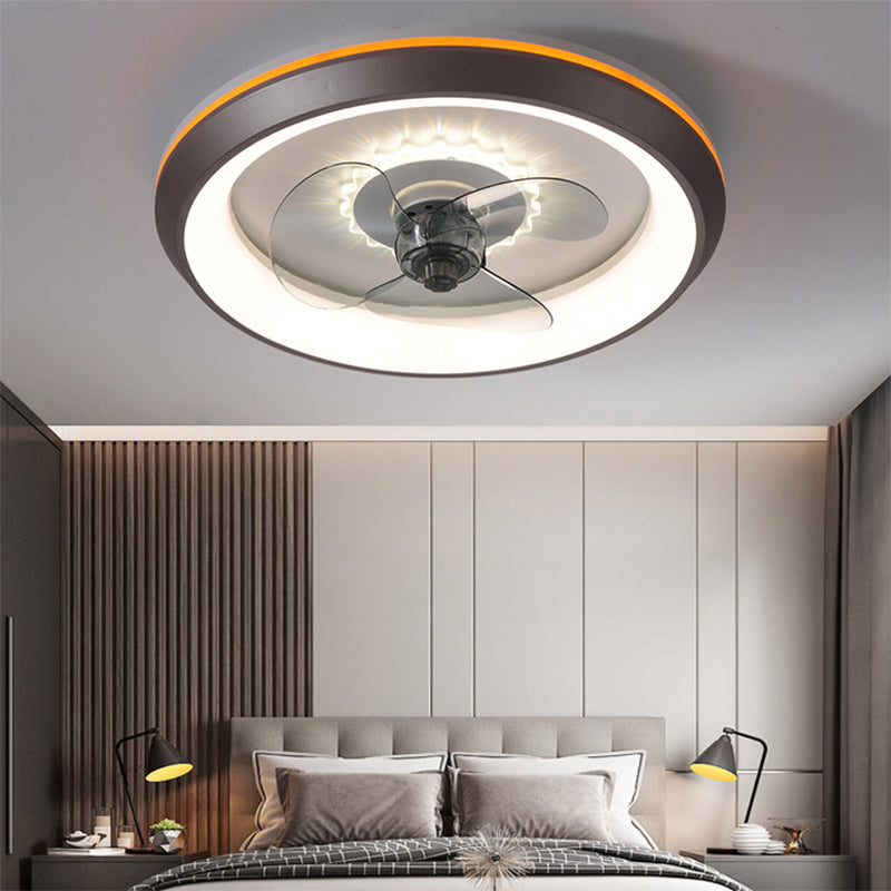 3 Blades Round Ceiling Fan Lighting Nordic Acrylic Bedroom LED Semi Flush Light Fixture