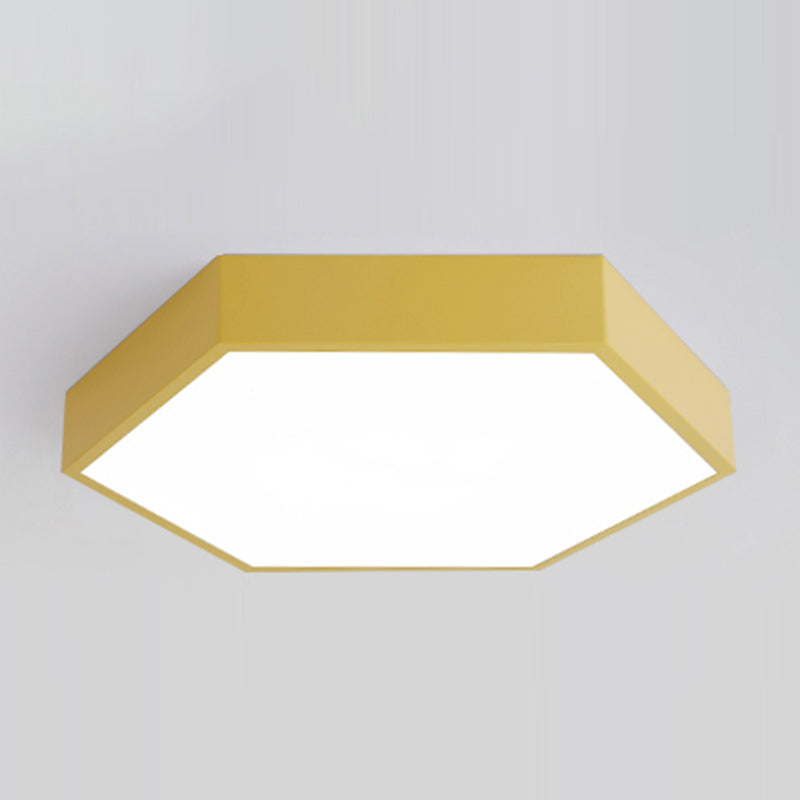 Modern Creative Hexagon LED Ceiling Light Lacquered Iron Macaron Flush Mount with Acrylic Shade