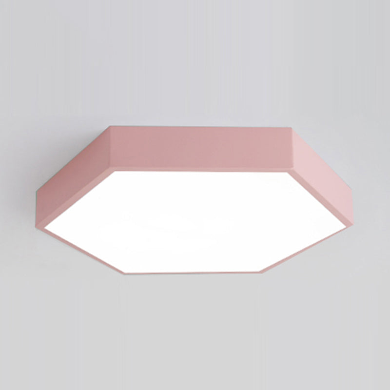 Modern Creative Hexagon LED Massimale Light Lacquered Iron Macaron Flush Mount with Acrylic Shade