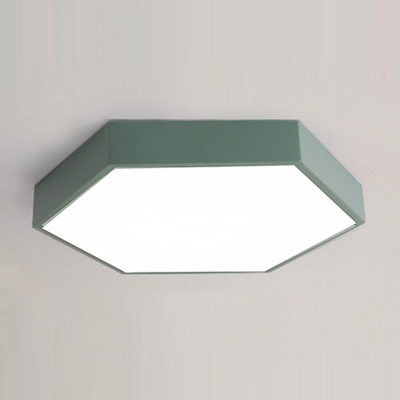 Modern Creative Hexagon LED Ceiling Light Lacquered Iron Macaron Flush Mount with Acrylic Shade