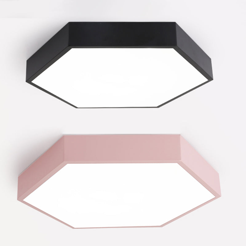 Lámpara de techo LED hexagonal creativa moderna, soporte empotrado de macarrón de hierro lacado con pantalla acrílica