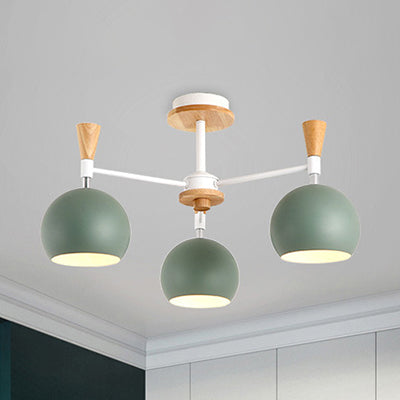 Chic Modern Hanging Chandelier with Dome 3 Bulbs Metal Hanging Pendant Fixture for Dining Room