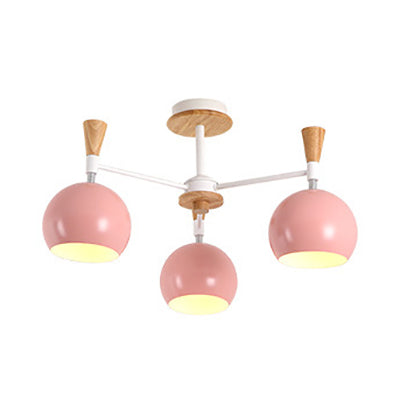 Chic Modern Hanging Chandelier with Dome 3 Bulbs Metal Hanging Pendant Fixture for Dining Room