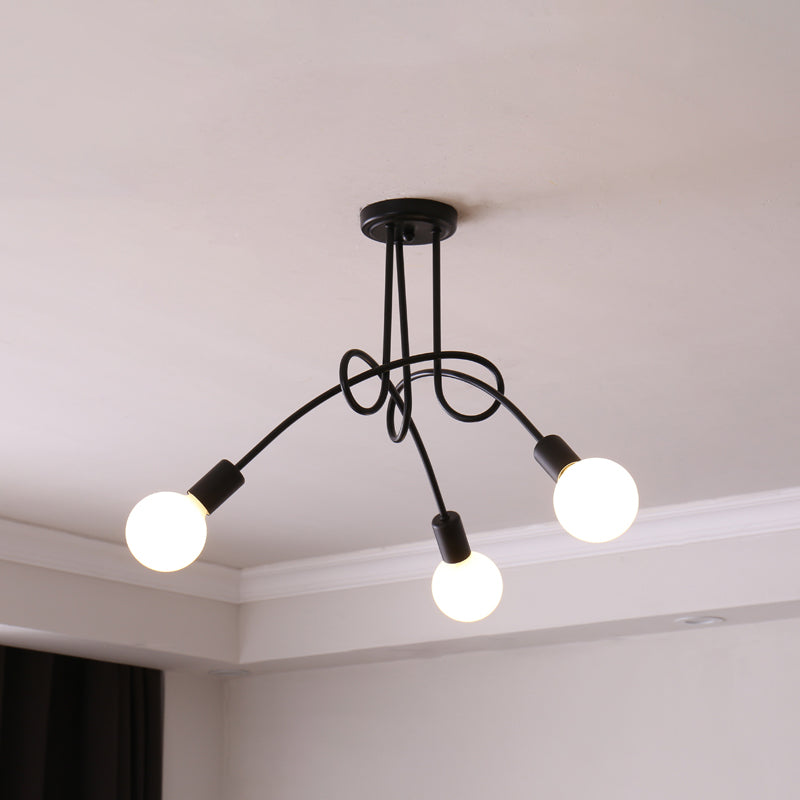 Halbflush Mount Kronleuchter Loft Style Metal Exponierte Lampen Deckenmontage Kronleuchter