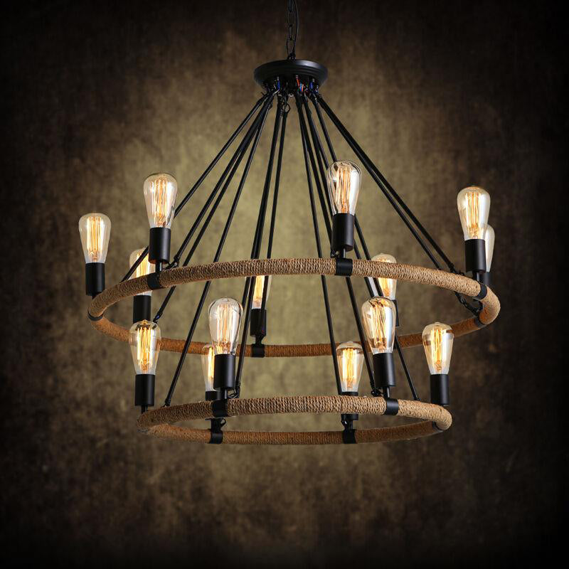 Bare Bulb Chandelier Light Fixture Industrial Metal Pendant Lighting for Restaurant