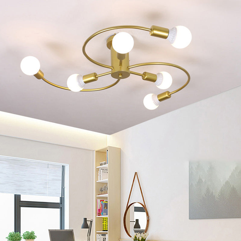 Semi Flush Mount Ceiling Fixture Loft Exposed Bulb Metal Semi Flush Mount Chandelier