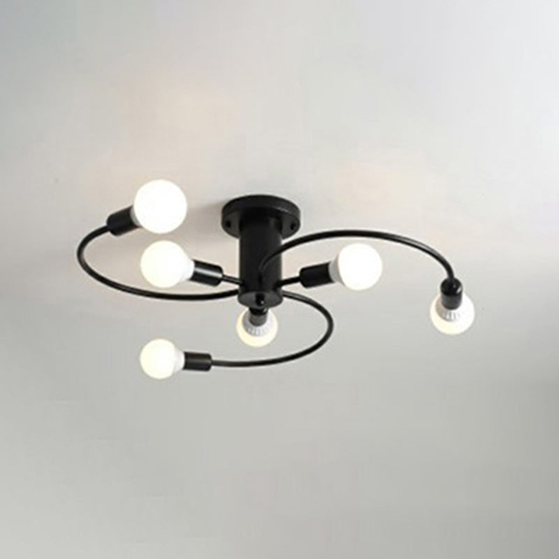 Semi Flush Mount Ceiling Fixture Loft Exposed Bulb Metal Semi Flush Mount Chandelier