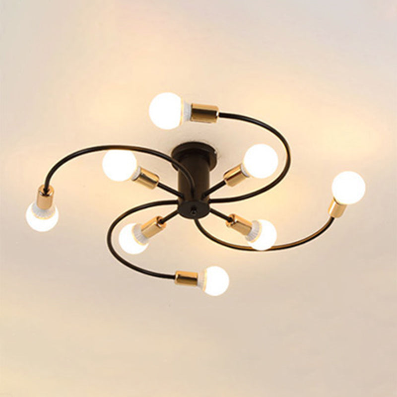 Semi Flush Mount Ceiling Fixture Loft Exposed Bulb Metal Semi Flush Mount Chandelier