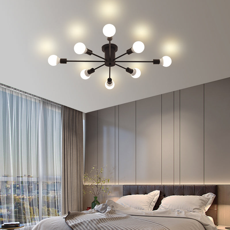 Bare Bulb Bedroom Ceiling Mount Light Fixture Loft Metal Black Ceiling Mounted Light