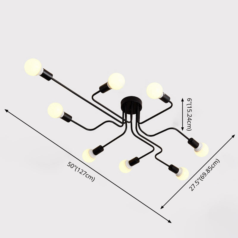 SPUTNIK SEMI FLUSH LIGHT MOTORE INDUSTRIALE METALLO NERO DI METALE SEMI SEMIFICA