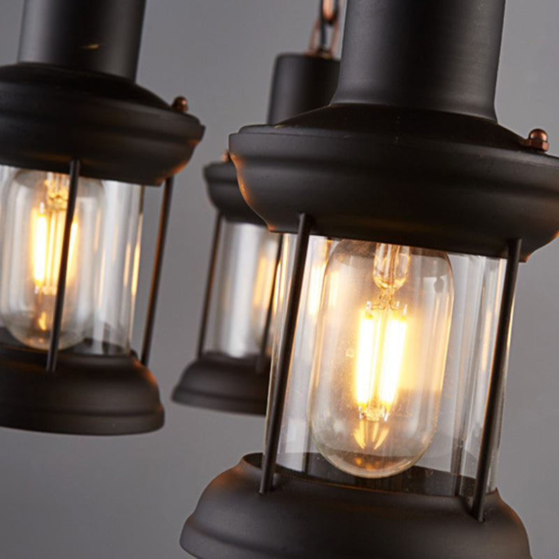 Retro Industrial Style Cylinder Chandelier Wood Pendant Ceiling Lights for Restaurant