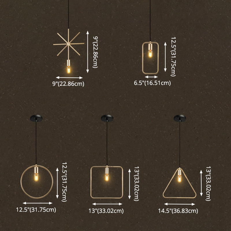 Metal Geométrico Costrista Luz de lámpara Restaurante de estilo loft colgante de luz en oro