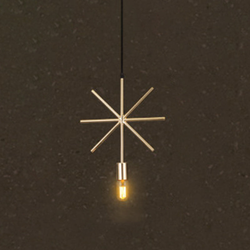 Metal Geometric Pendant Light Fixture Loft-Style Restaurant Hanging Light Fixture in Gold