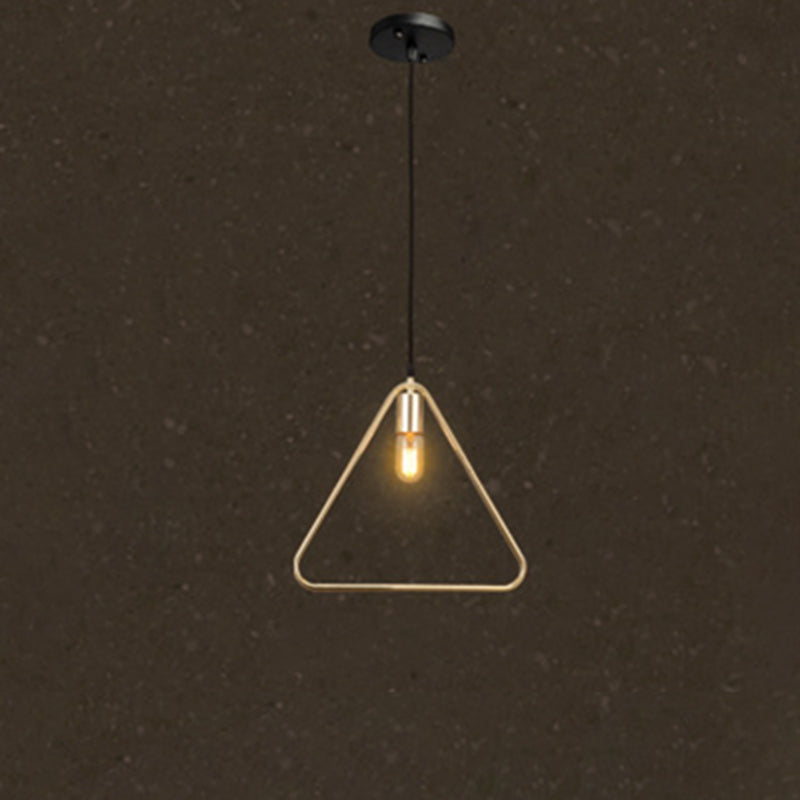 Metal Geometric Pendant Light Fixture Loft-Style Restaurant Hanging Light Fixture in Gold