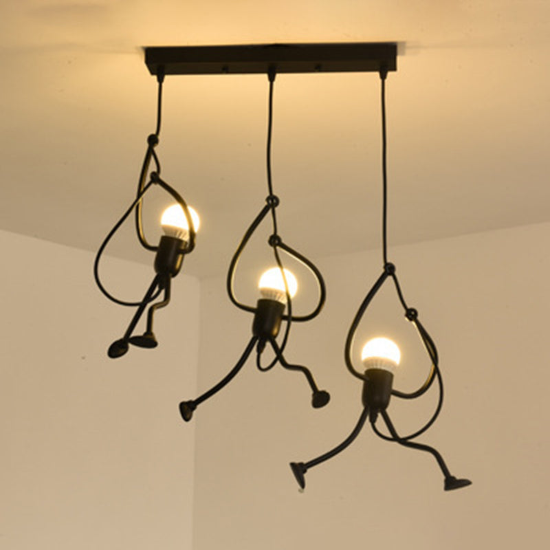 Black Exposed Bulb Down Lighting Pendant Industrial Metal Dinning Room Hanging Ceiling Light