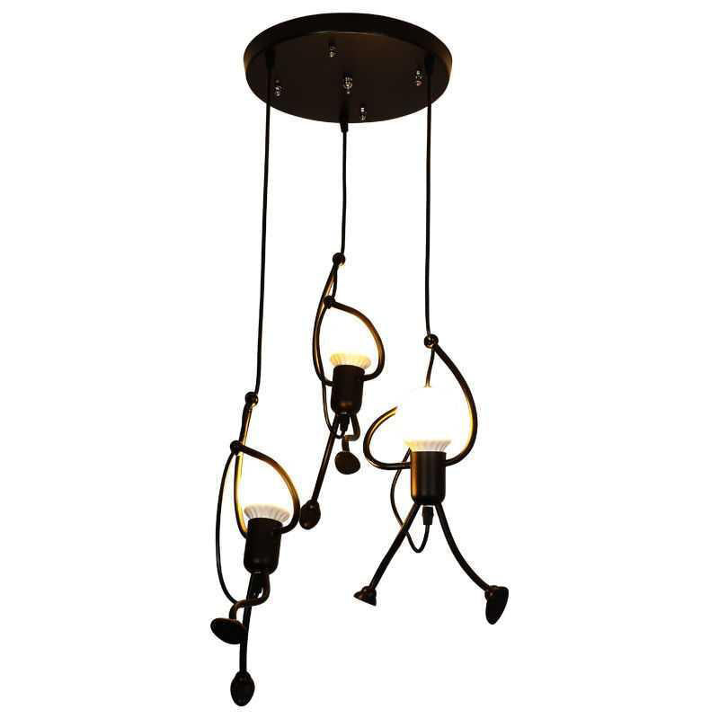 Black Exposed Bulb Down Lighting Pendant Industrial Metal Dinning Room Hanging Ceiling Light