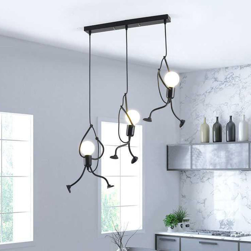 Black Exposed Bulb Down Lighting Pendant Industrial Metal Dinning Room Hanging Ceiling Light