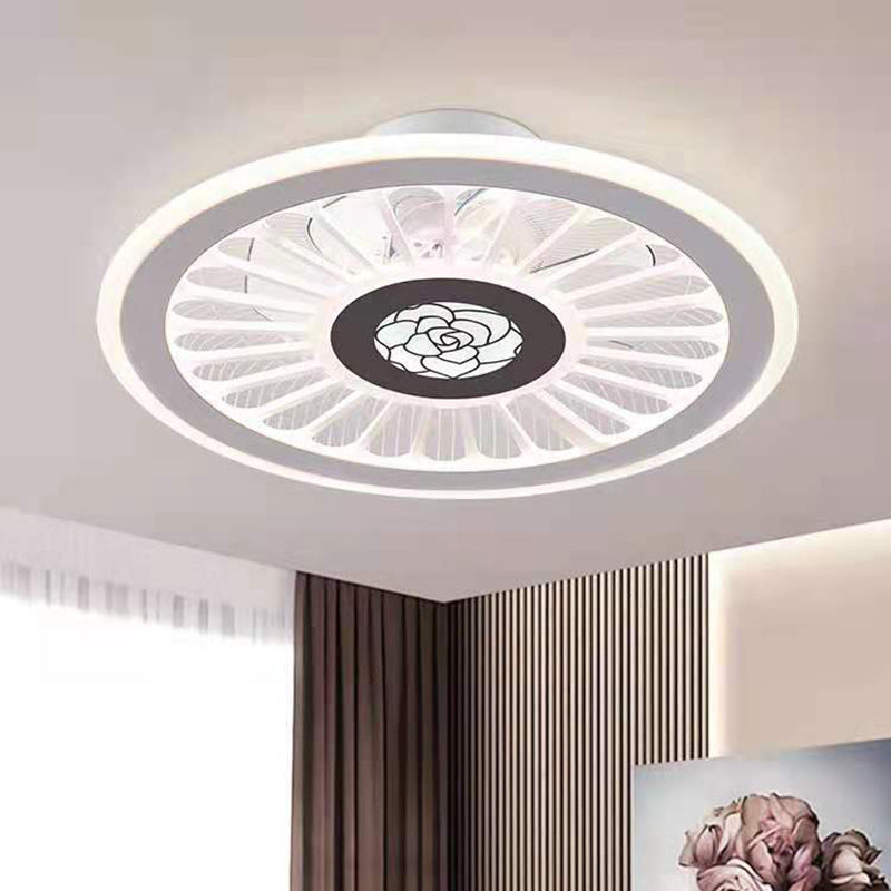 Simplicidad ventilador de techo LED Luz de semi descarga en forma de rueda blanca con sombra acrílica para dormitorio