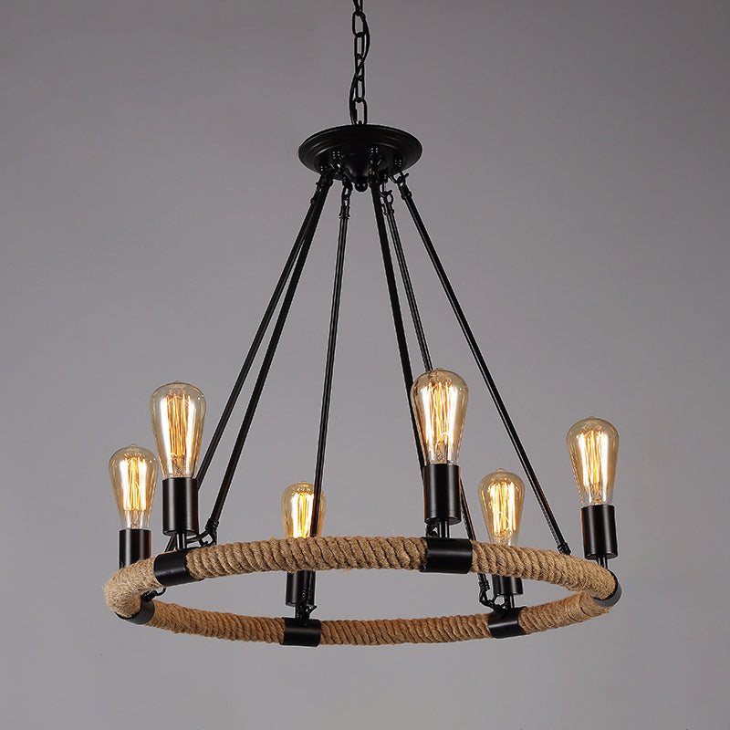 Bare Bulb Chandelier Light Fixture Industrial Metal Pendant Lighting for Restaurant