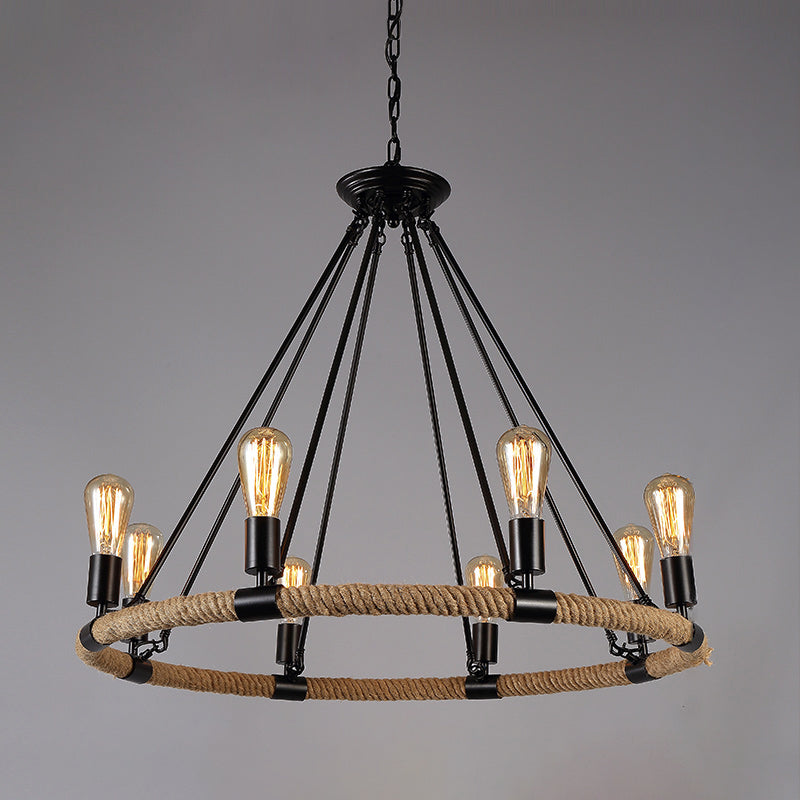 Bare Bulb Chandelier Light Fixture Industrial Metal Pendant Lighting for Restaurant