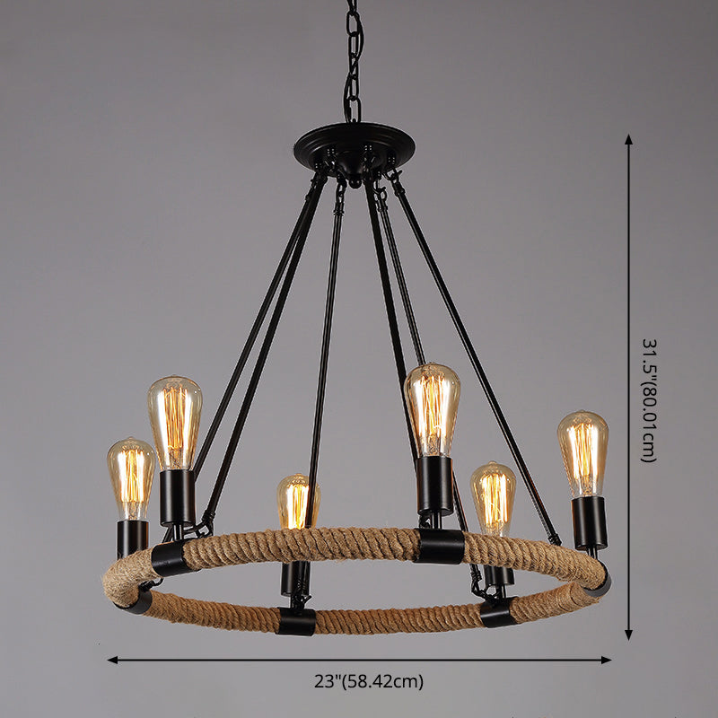 Bare Bulb Chandelier Light Fixture Industrial Metal Pendant Lighting for Restaurant