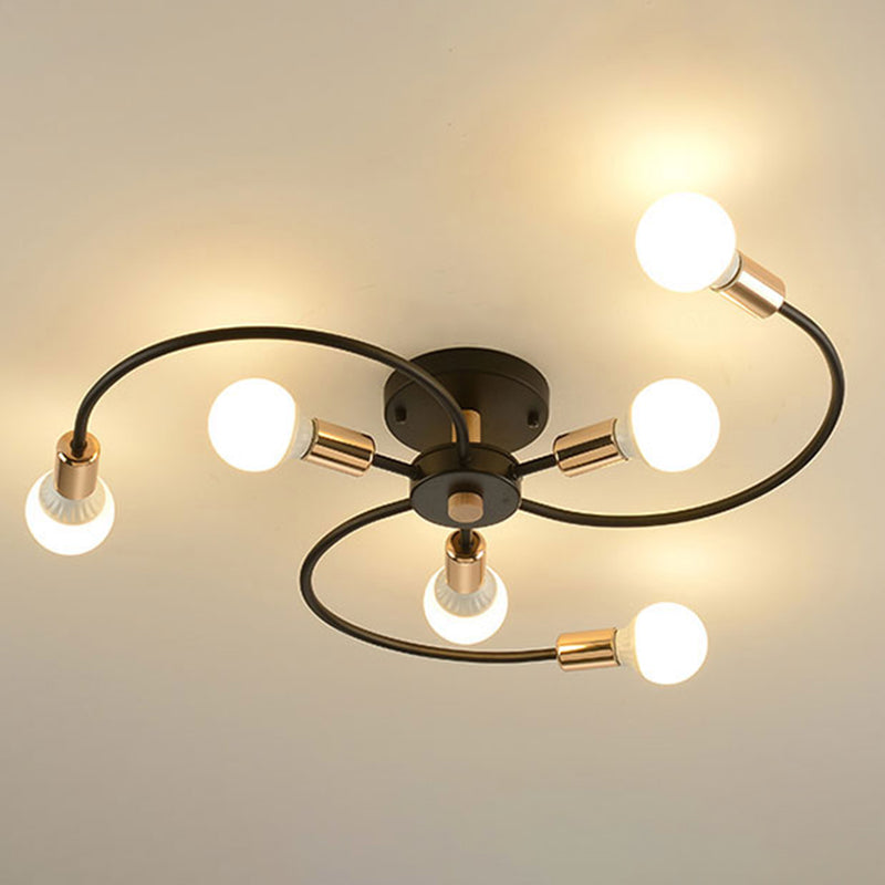 Blootgestelde metalen semi -spoeling Mount lichte loftstijl woonkamer semi -spoelplafondlicht