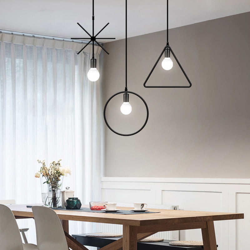 Loftstijl geometrisch hangend plafondlicht metaal hangend licht licht in zwart