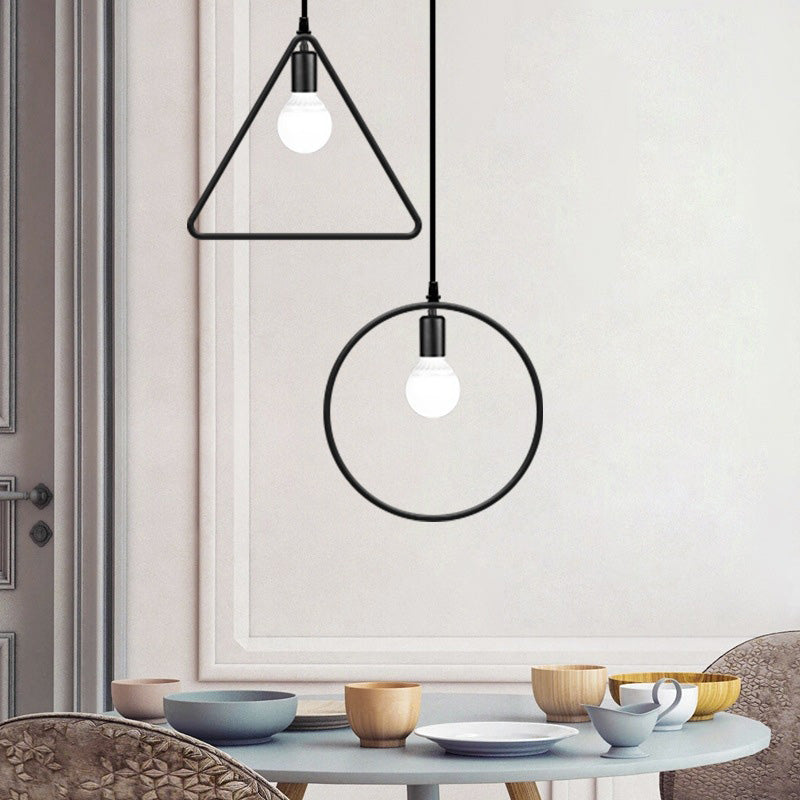 Loft Style Geometrical Hanging Ceiling Light Metal Hanging Pendant Light in Black