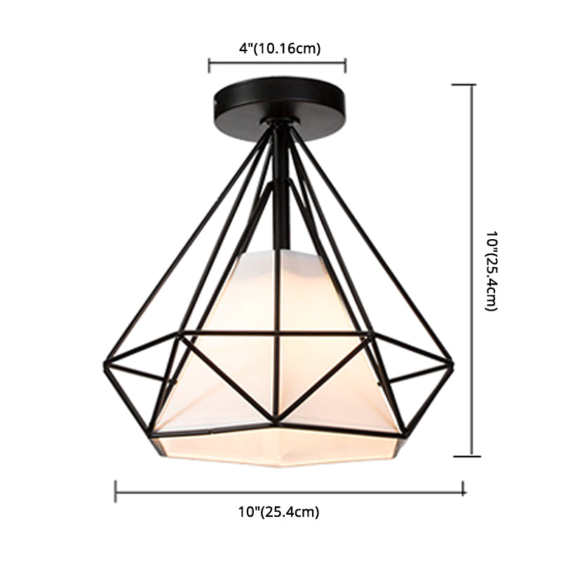 Diamond Semi Flush Mount Light Fixture Industrial Metallic Ceiling Mount Chandelier for Bedroom