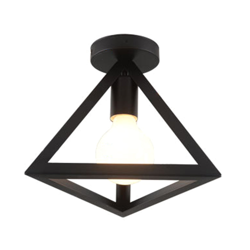 Cage Semi Flush Mount Light Fixture Industrial Metallic plafondbevestiging kroonluchter voor slaapkamer