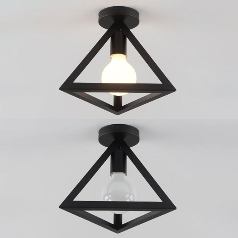 Cage Semi Flush Mount Light Fixture Industrial Metallic plafondbevestiging kroonluchter voor slaapkamer